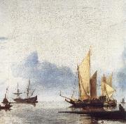 unknow artist A Dutch Yacht and Other Vessels Becalmed Near the Shore china oil painting reproduction